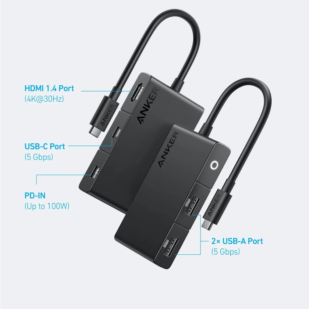 Anker 5-in-1 4K HDMI USB-C Hub Converter in Black